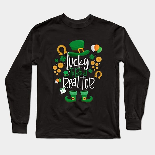 leprechaun Realtor Outfit Lucky to Be a Realtor St Patricks Day Long Sleeve T-Shirt by dounjdesigner